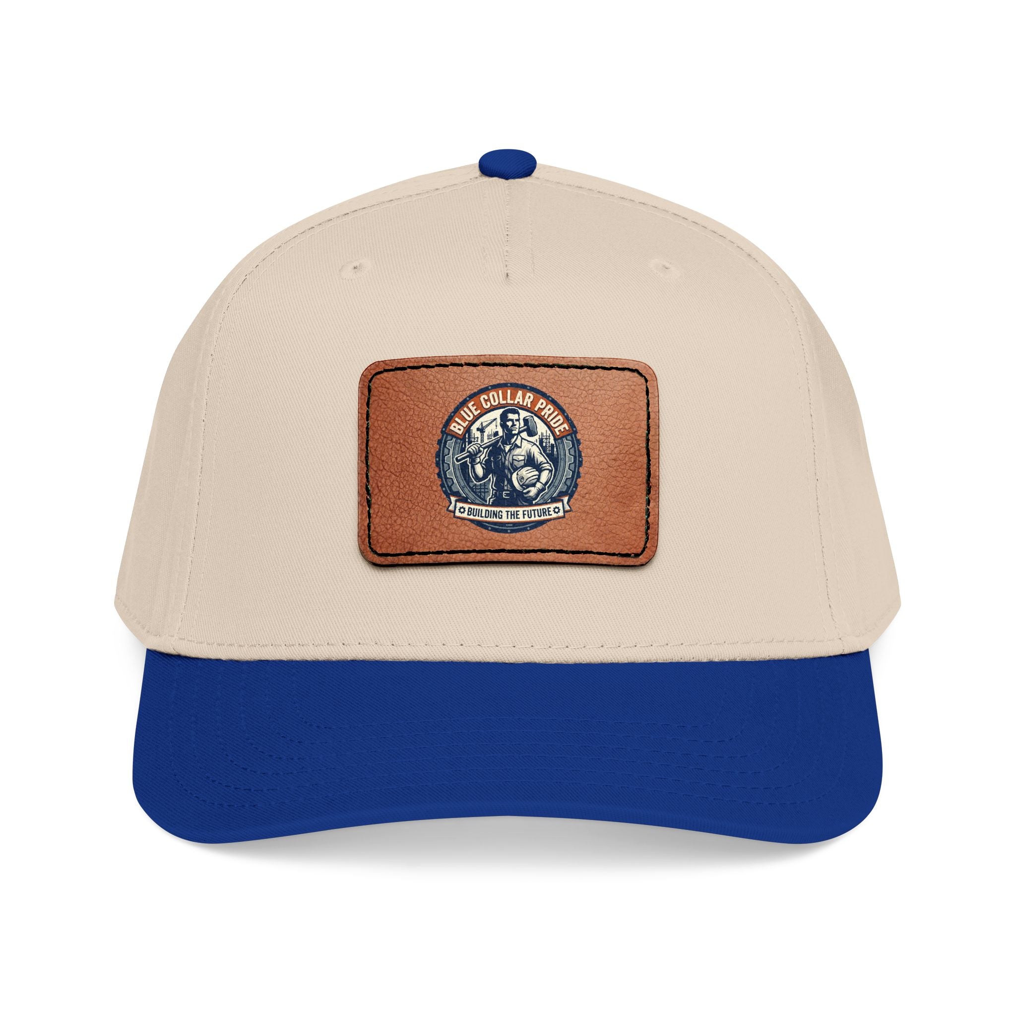 Mid Profile Baseball Cap with Leather Patch (Rectangle)