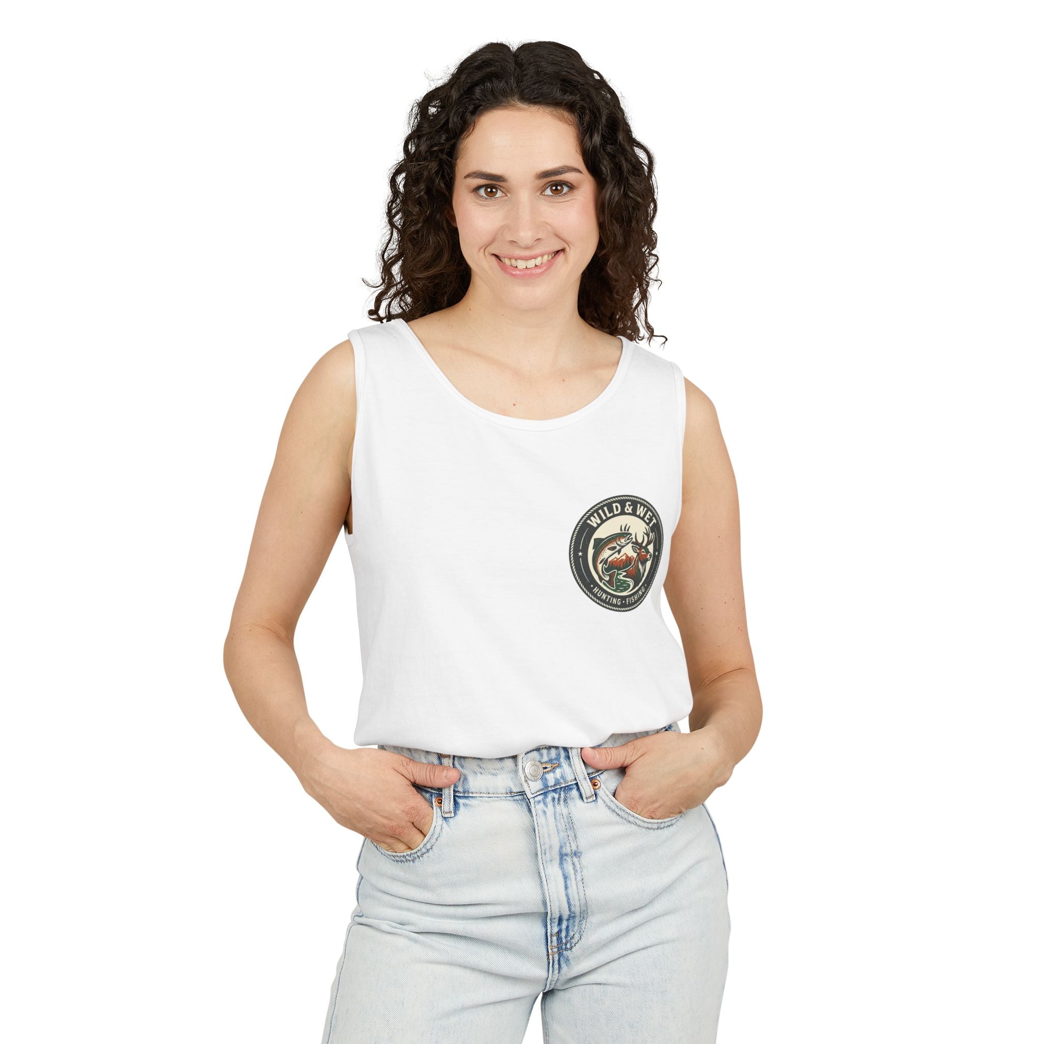 Wild & Wet Fishing Tank Top — Vintage Fish Crest Sleeveless Tee