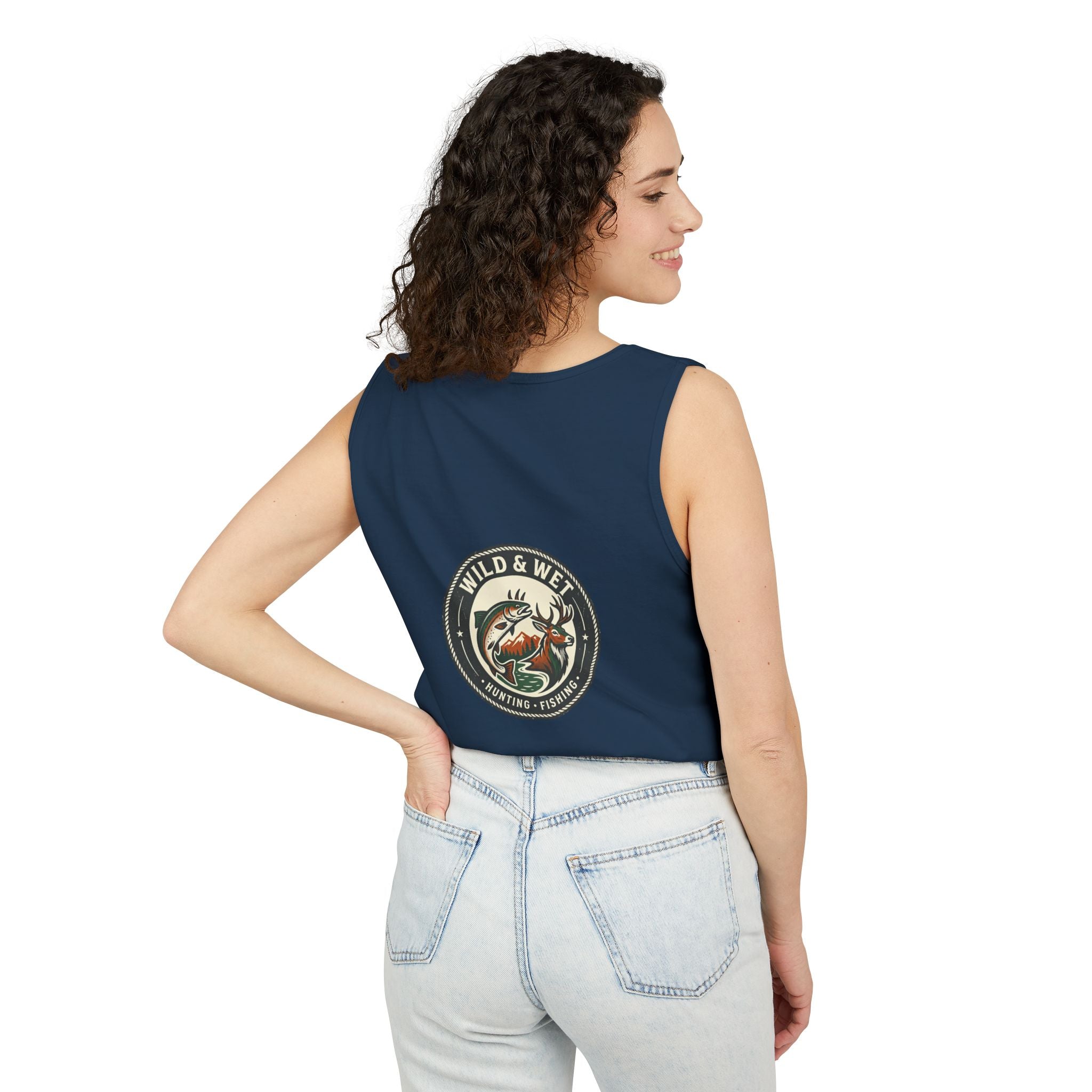 Wild & Wet Fishing Tank Top — Vintage Fish Crest Sleeveless Tee