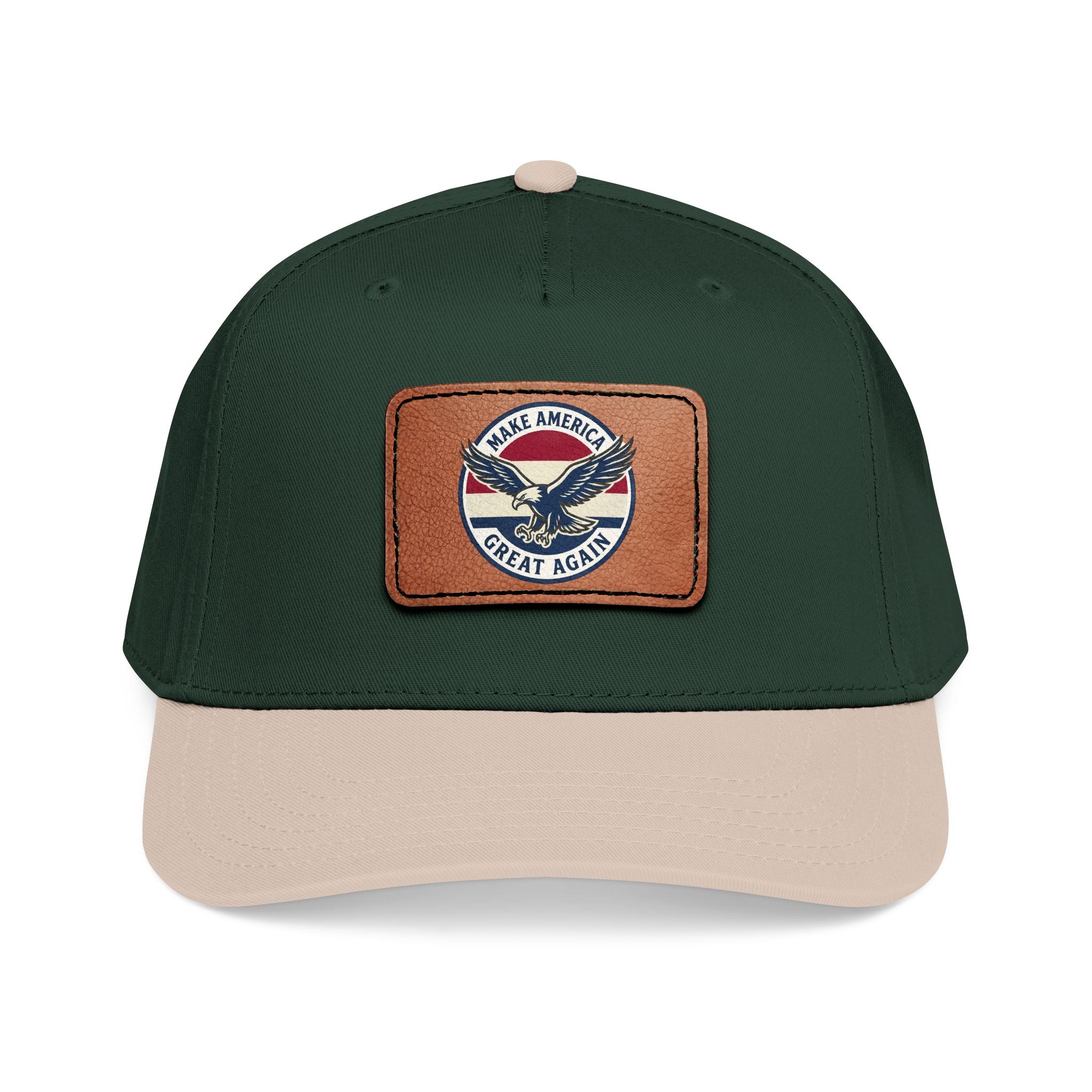 Mid Profile Baseball Cap with Leather Patch (Rectangle)