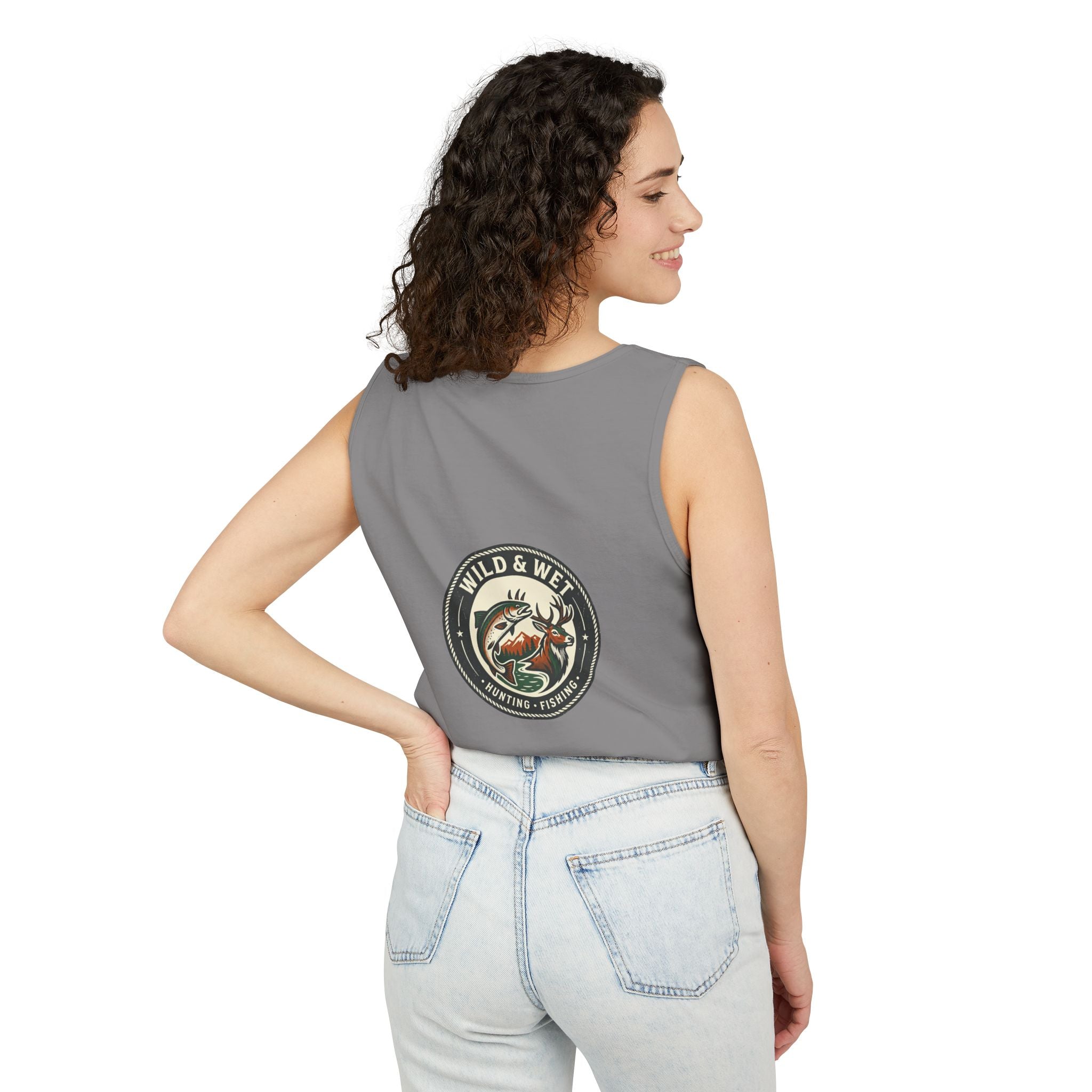 Wild & Wet Fishing Tank Top — Vintage Fish Crest Sleeveless Tee