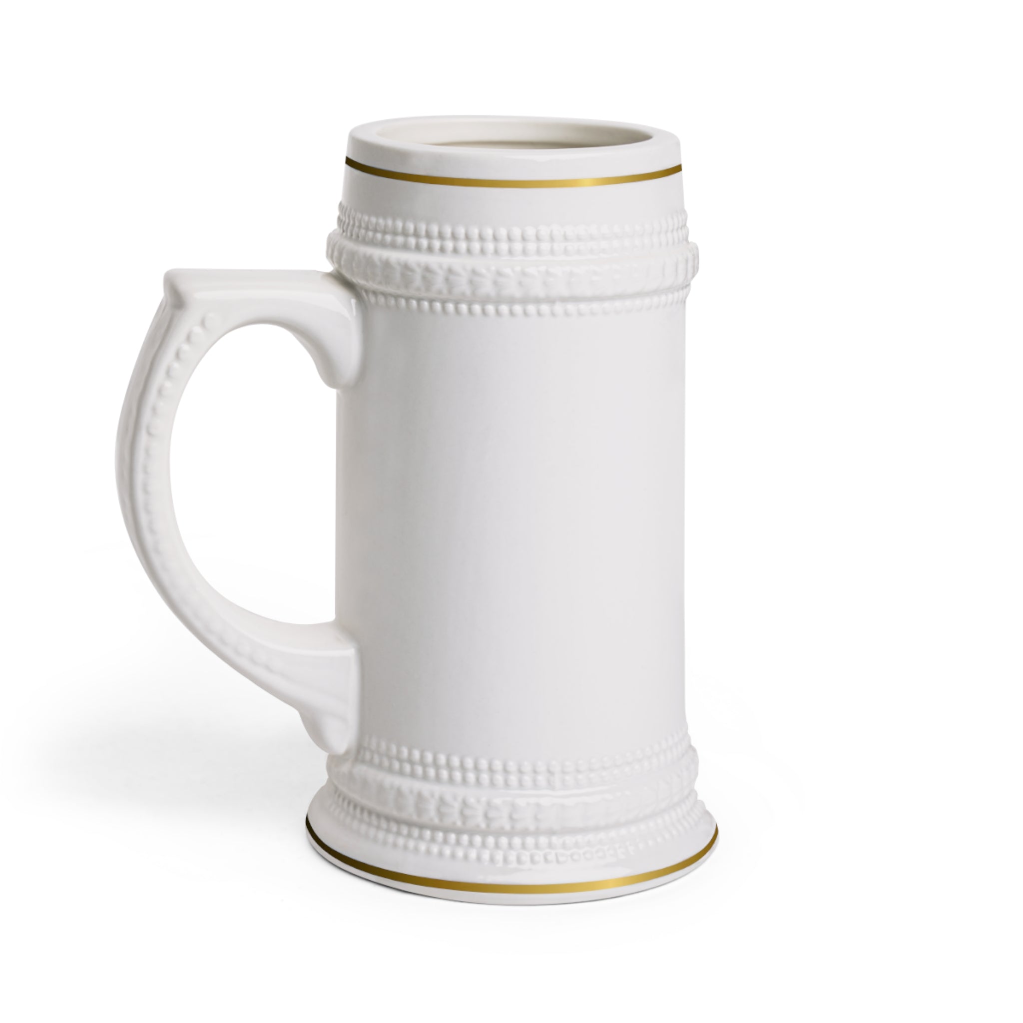Ceramic Beer Stein Mug – Classic White German-Style Beer Tankard
