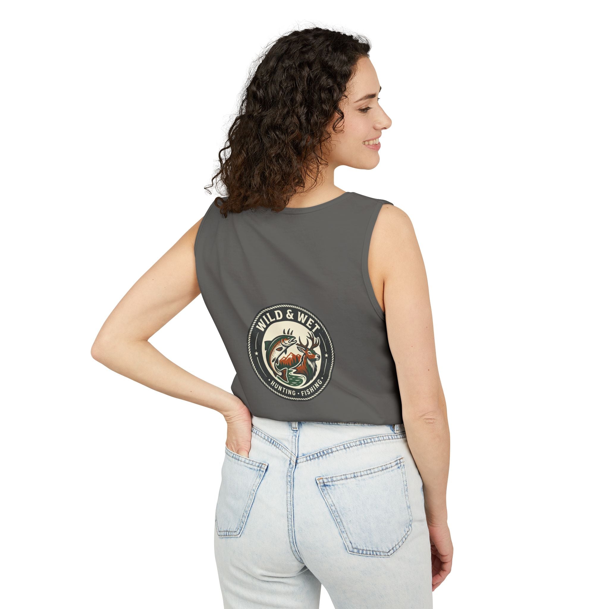 Wild & Wet Fishing Tank Top — Vintage Fish Crest Sleeveless Tee