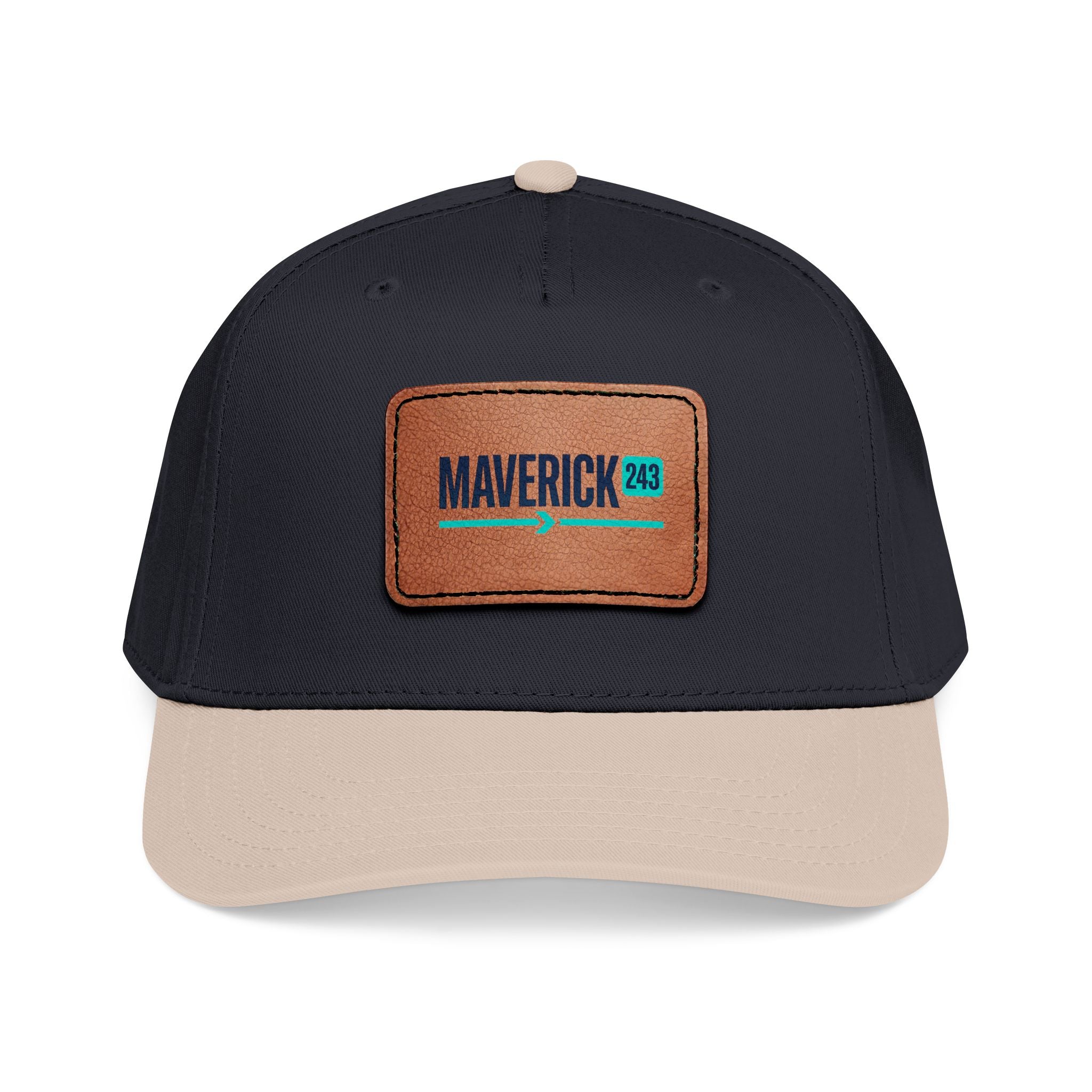 Mid Profile Baseball Cap with Leather Patch (Rectangle)